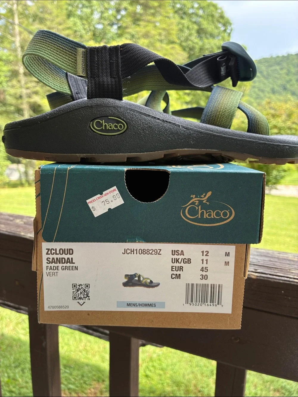 Chaco Men's ZCloud Sandals “Fade Green” with Green-Blue Gradient Straps